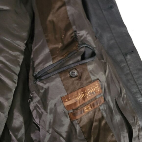 Genuine Seraphin Mens Leather Jacket France Adjust Cuffs Front Pockets Size 56 - Picture 11 of 13